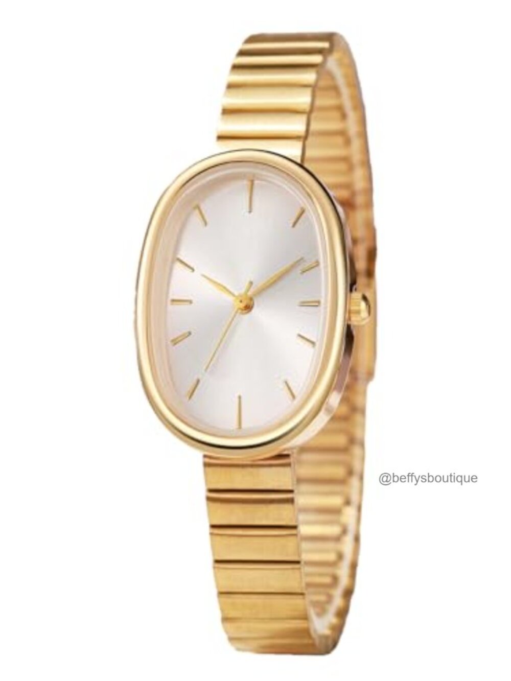 Oval Ultrathin Waterproof Wrist Watch for Women with Gold IP Plating